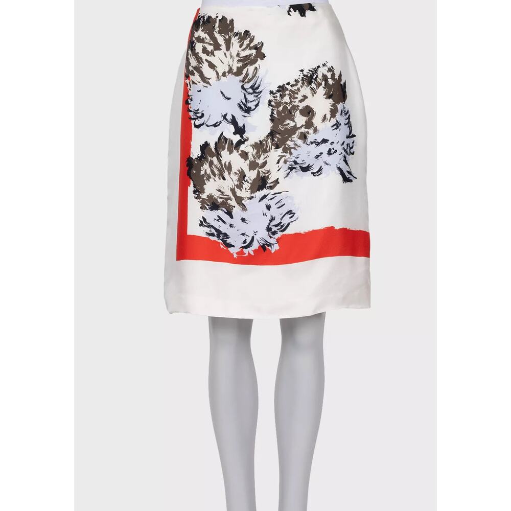 Christian Dior White Floral Silk Skirt - Size 38